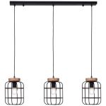 Brilliant Gwen Hanglamp Metaal Hout Zwart | Geschikt voor 3x E27