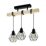 Eglo Plafondlamp Townshend 5 Staal Hout Zwart | IP20 - Geschikt voor 3x E27 
