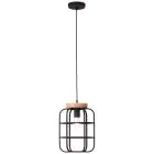 Brilliant Gwen Hanglamp Metaal Hout Zwart | 250mm - Geschikt voor 1x E27